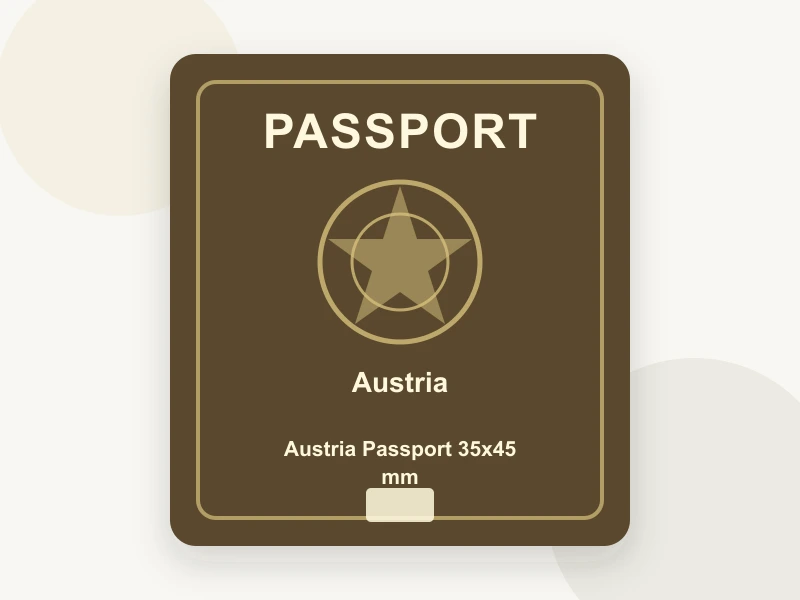 Austria Passport 35x45 mm (3.5x4.5 cm) document illustration