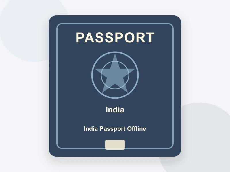 India Passport Offline (2x2 inch, 51x51 mm) document illustration