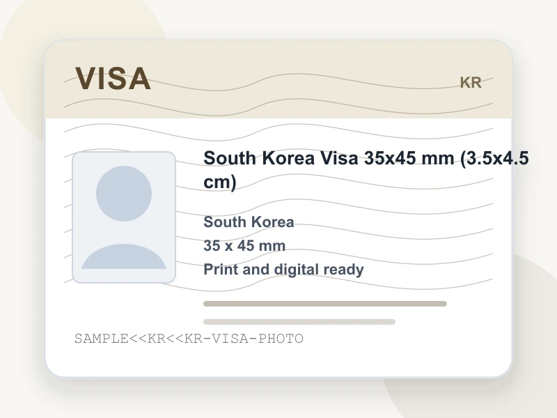 South Korea Visa 35x45 mm (3.5x4.5 cm) document illustration