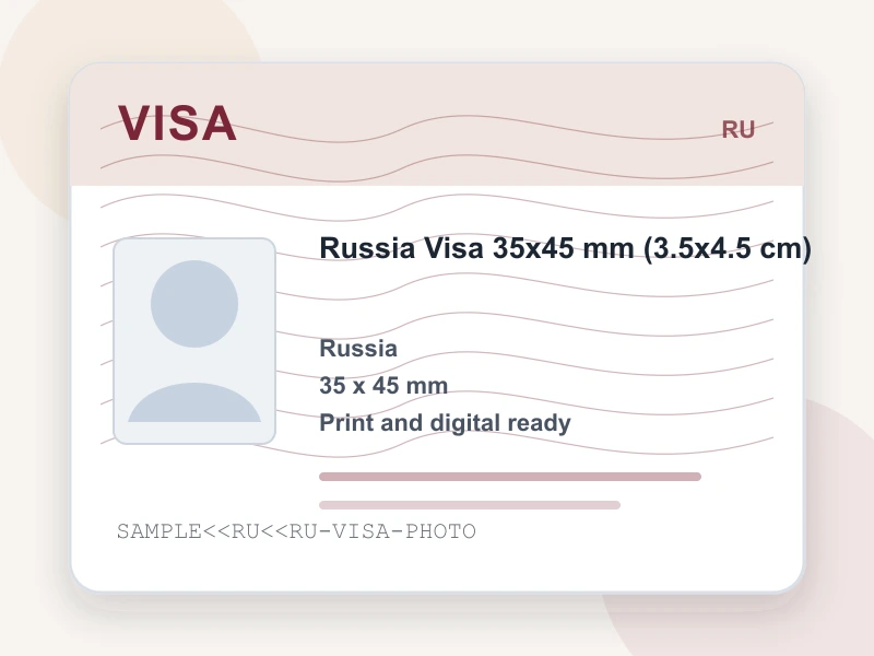 Russia Visa 35x45 mm (3.5x4.5 cm) document illustration