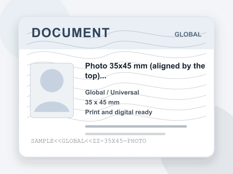 Photo 35x45 mm (aligned by the top) (3.5x4.5 cm) document illustration