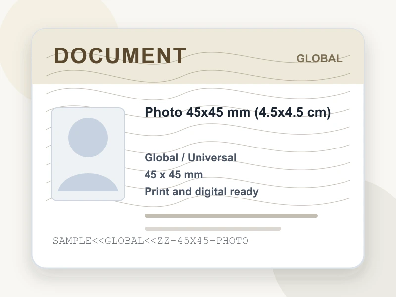 Photo 45x45 mm (4.5x4.5 cm) document illustration