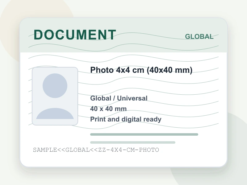 Photo 4x4 cm (40x40 mm) document illustration