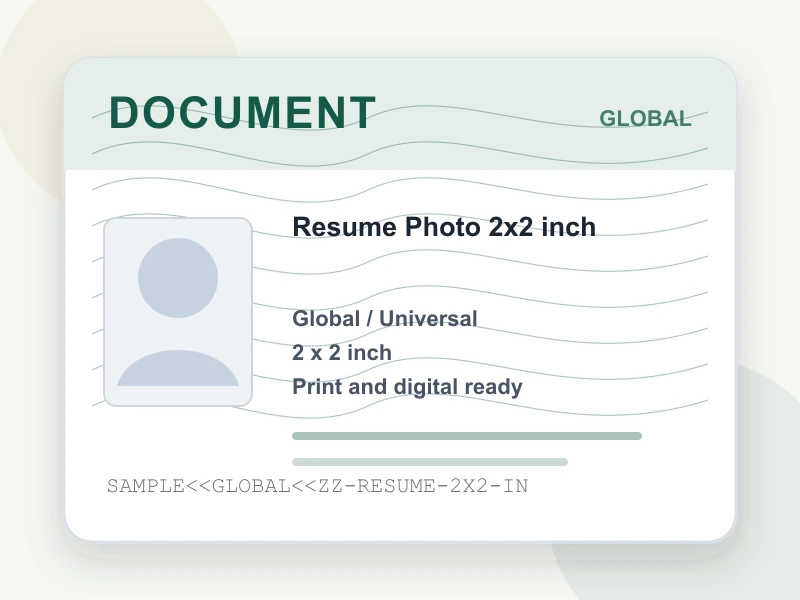 Resume Photo 2x2 inch document illustration