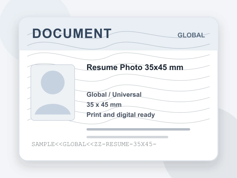 Resume Photo 35x45 mm document illustration